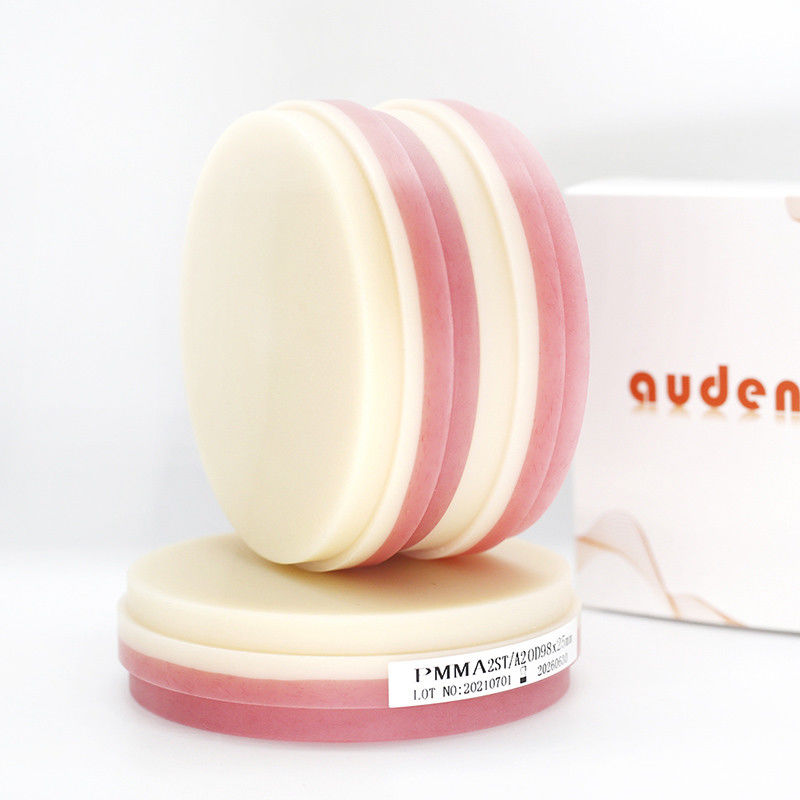 Audental 98*10mm-25mm PMMA a colori chiari Blocchi Dischi Materiale di laboratorio dentale Resina Dischi CAD CAM Dental PMMA