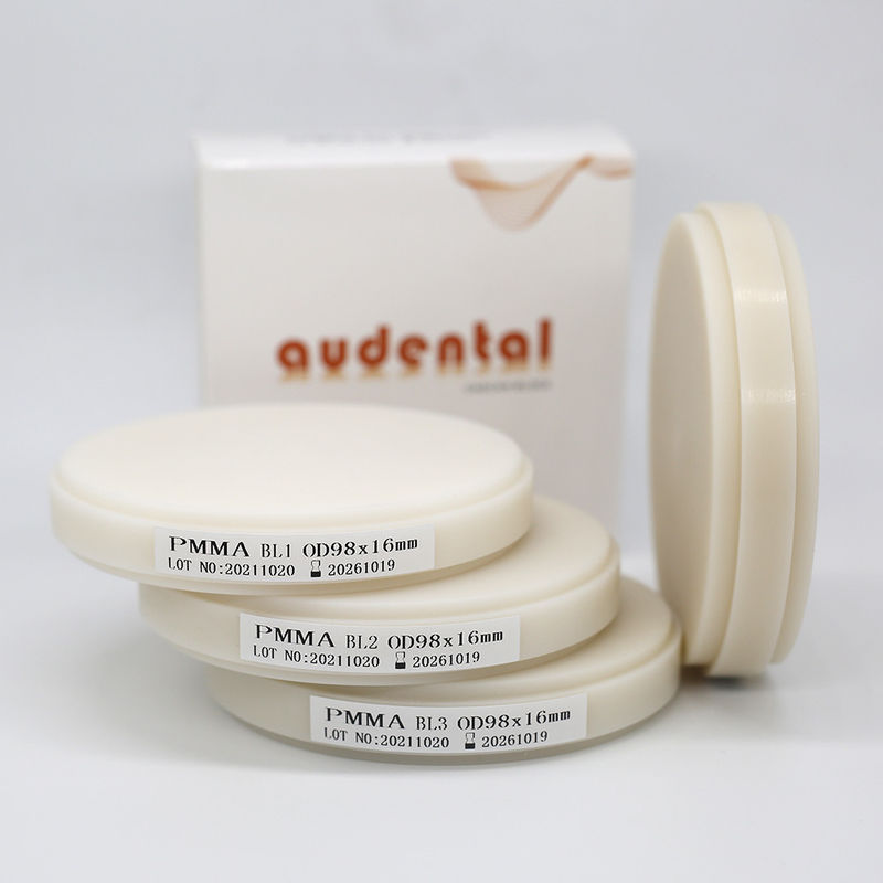 Due strati protesi dentali gomma blocchi dentali tessuto venoso materiali di laboratorio rosa Dentin resina PMMA Puck