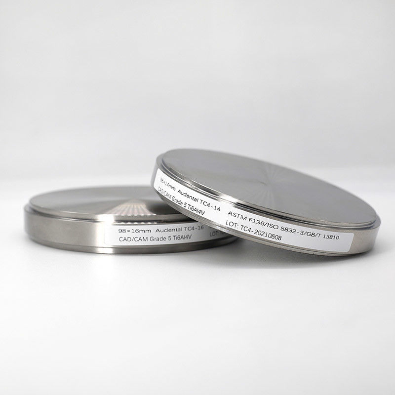 98mm Gr5 Dental Ti Blank CAD CAM Dental Milling Dental Titanium Disc per le corone