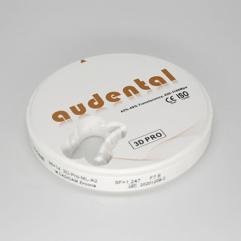 650-1100Mpa Dental Zirconia Block Vita16 Bleach4 Color OEM/ODM Disponibile