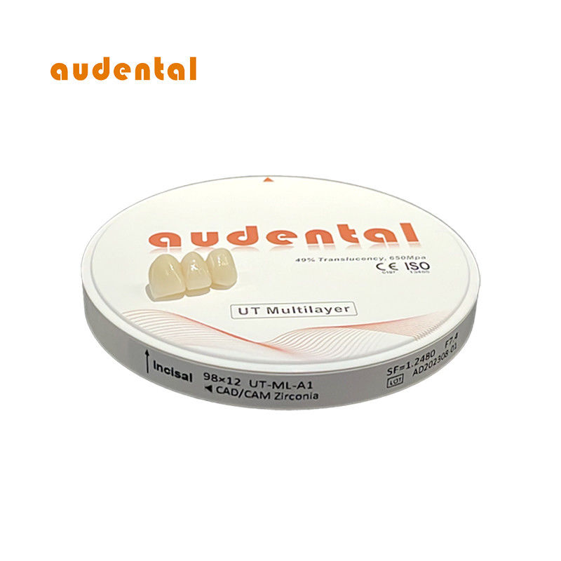 680Mpa blocco di zirconia Con 49% di traslucidità Superficie liscia Vita 16 colore