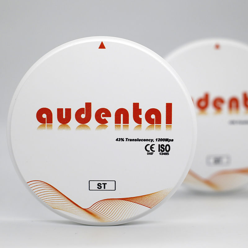 1200MPa Bloke di zirconia dentale ST bianco liscio con 41-43% di traslucidità e 16 liquidi coloranti