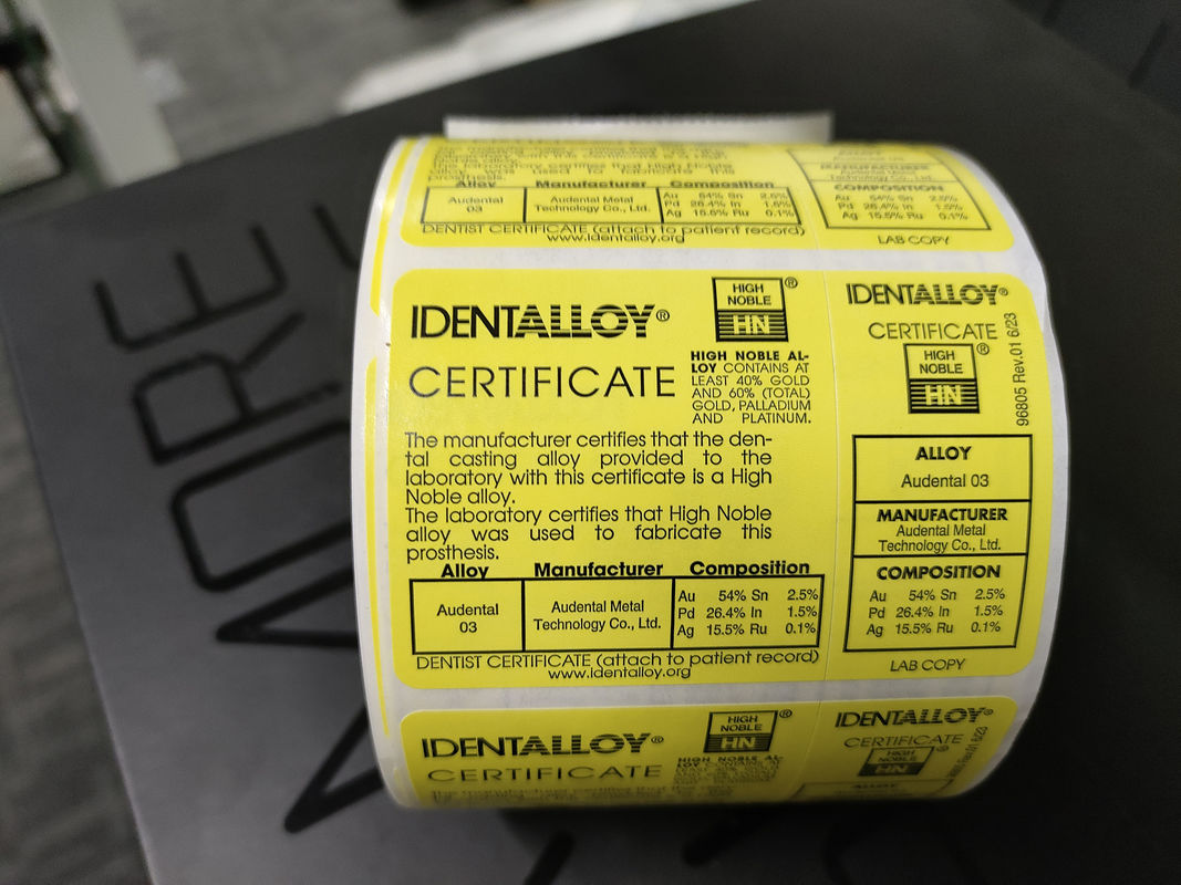 Audental 03 Au54% Alta nobile lega di ceramica dentale Bianco per per la fabbricazione di porcellane Restorazioni Onlays corone parziali