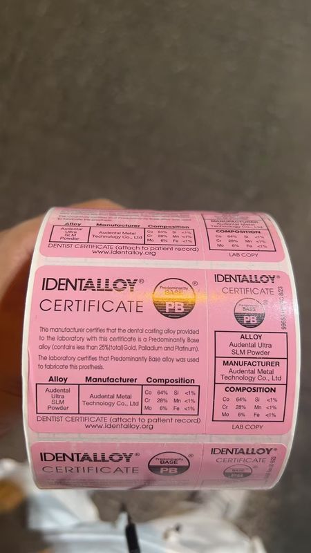 Audental Ultra SLM Powder CoCrMo Materiale per la stampa 3D di metallo dentale certificata CE FDA IdentAlloy
