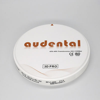 98mm Audental Zirconium Blocks Alta resistenza 650-1100Mpa Bianco Zirconia Blocco per laboratorio dentale CAD CAM sistema di fresatura