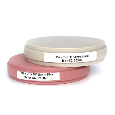 Blocco PEEK bianco giallo rosa naturale per corone e ponti temporanei