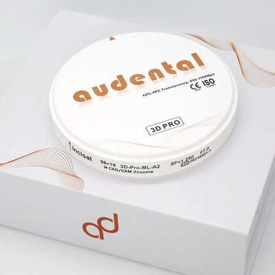 Consumabili dentali 3D Forza del blocco di zirconia 650-1100Mpa 98/95/92mm Audental Multilayer CAD CAM Materiali di fresatura